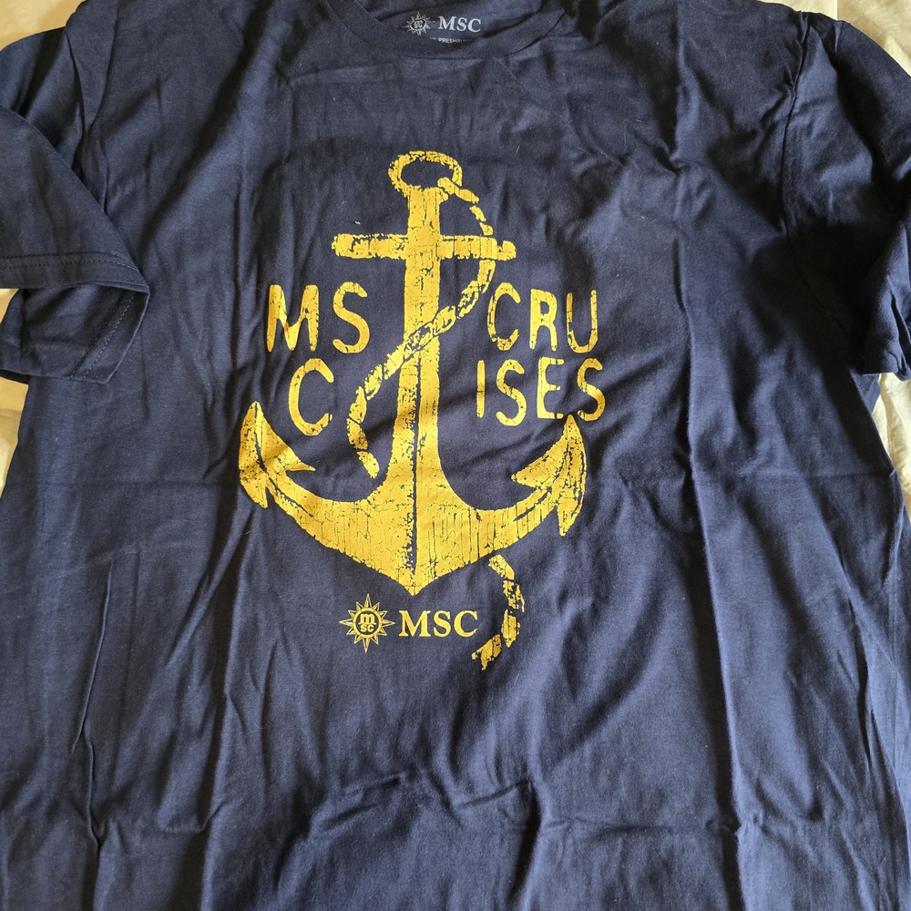 MSC Navy Blue Tee with Yellow Anchor Design
